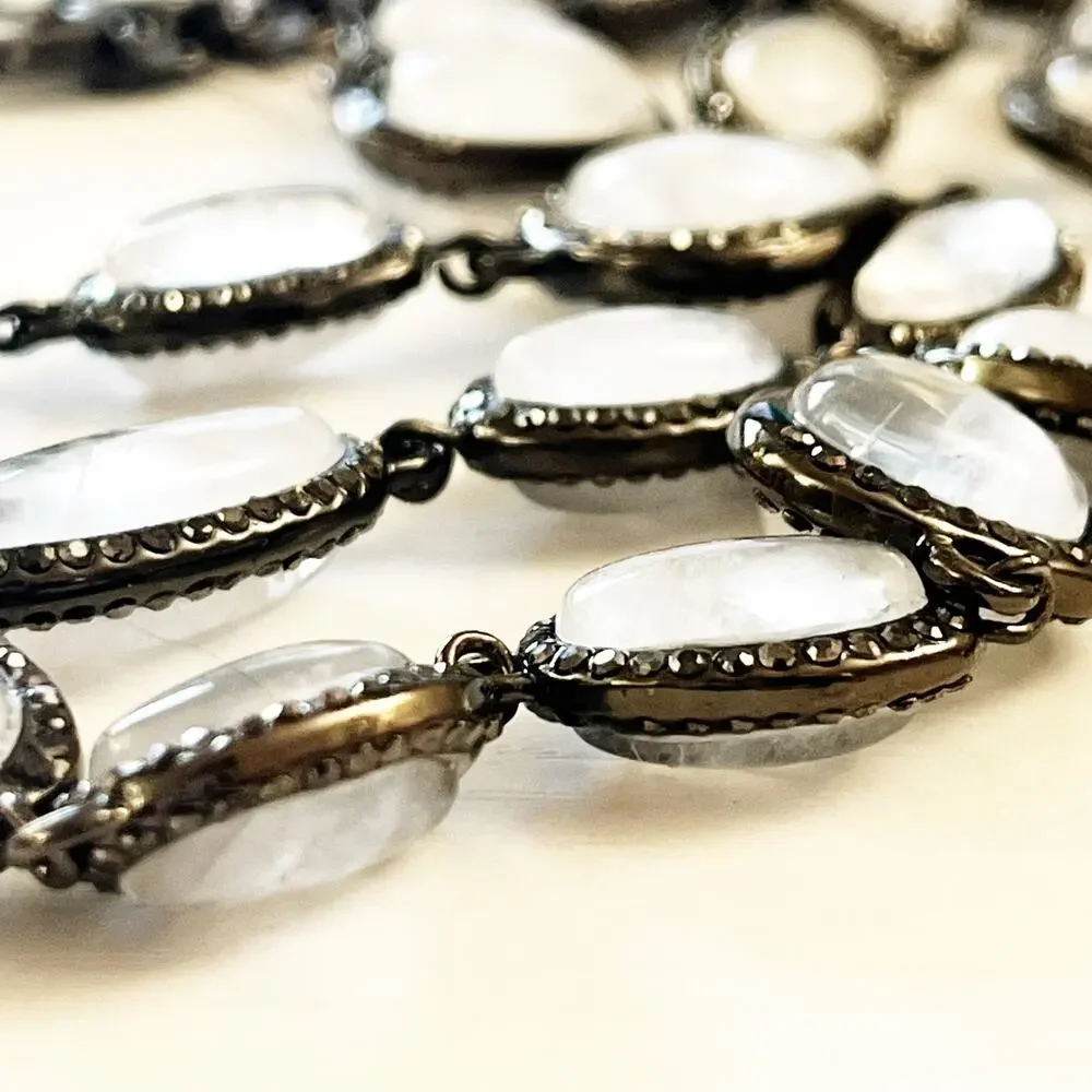 NEW Chico's Hematite & Glass Station Necklace